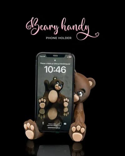 Suporte para celular com tema de urso