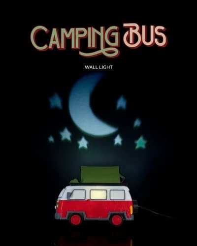Luz de parede com tema de ônibus camping