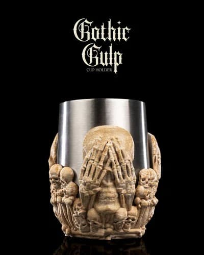 Porta-copo com estética gótica