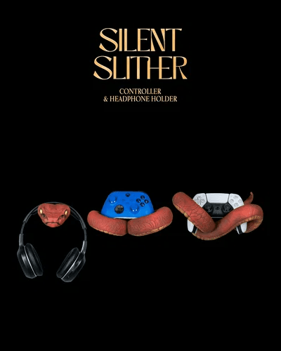 Suporte para controle e headphone com design de serpente