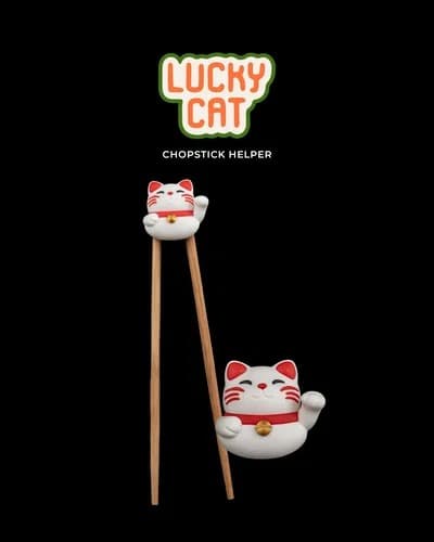 Apoio para hashis temático em formato de gato