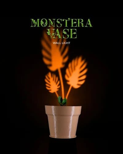 Luz de parede com tema monstera