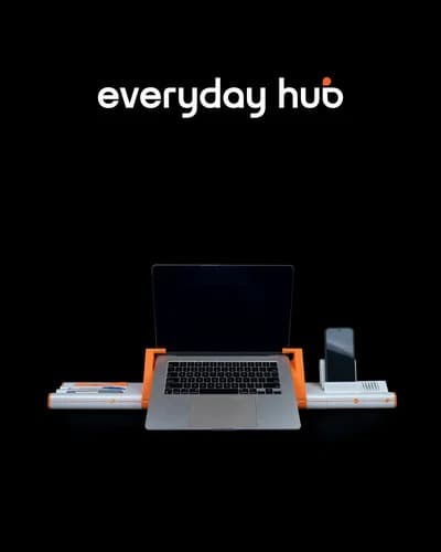 Organizador de mesa e setup com notebook e celular